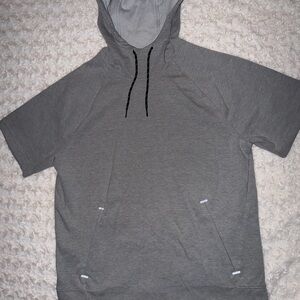 Gray Short Sleeve Hoodie for Men